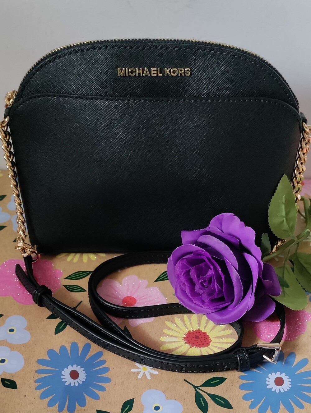 Michael Kors Jet Set Black Saffiano Crossbody